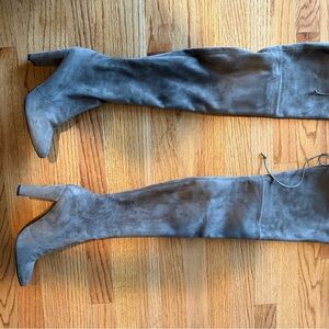 Stuart Weitzman Charcoal Suede Over-the-Knee Boots